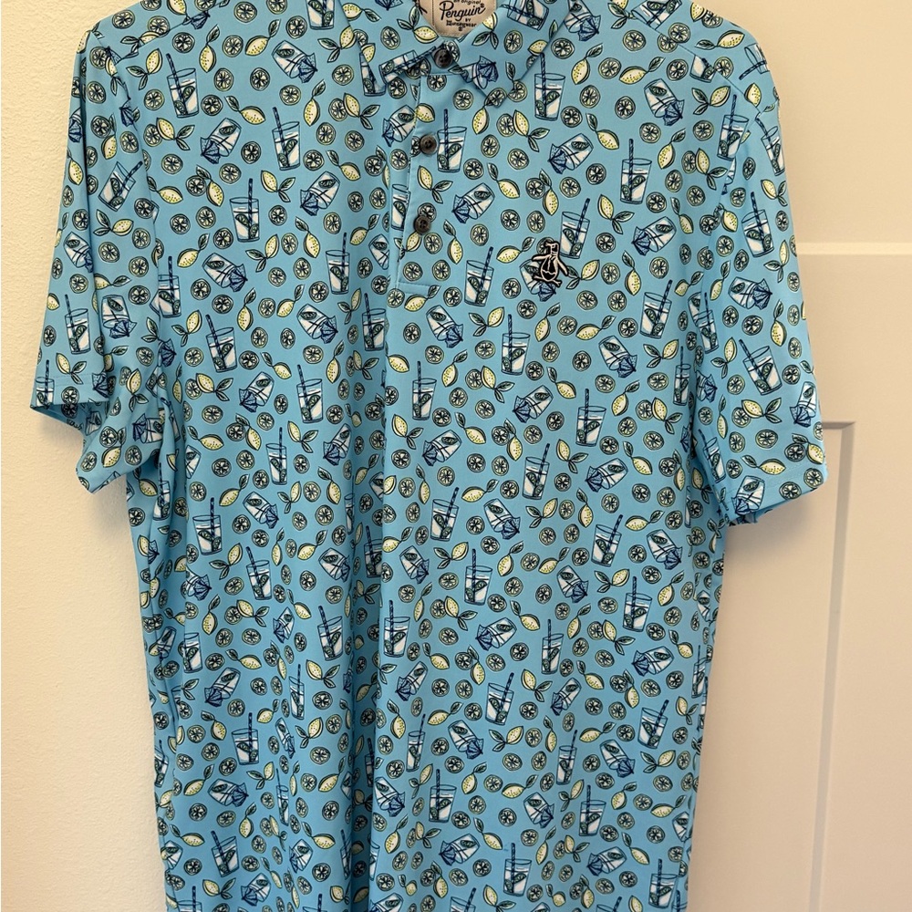 Men’s Penguin Light Blue Graphic Polo Shirt